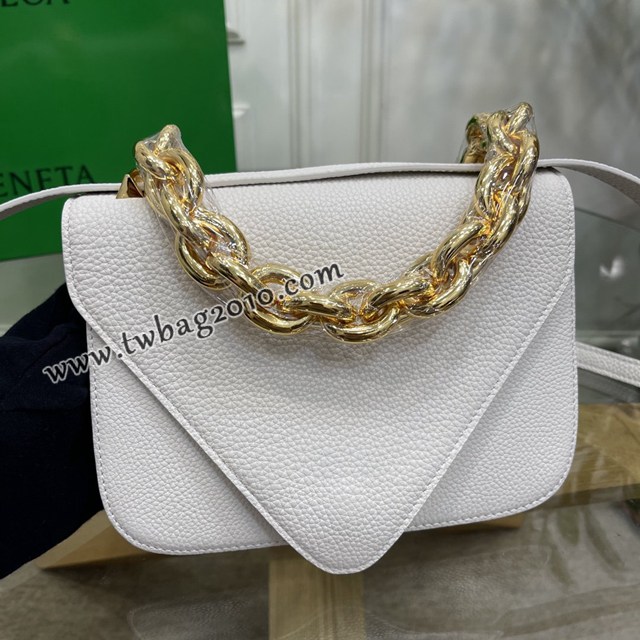 Bottega veneta高端女包 KF0021 寶緹嘉白色荔枝紋肩背女包 BV2021新款V字蓋頭鏈條女包  gxz1335